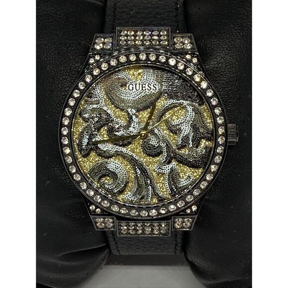 Guess U0844L1 Women\'s Black Leather Analog Dial Quartz Genuine Wrist Watch LJ190 main image 9